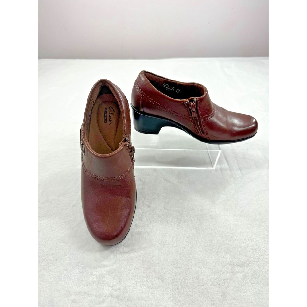 Clarks Genette Vista Ankle Boots Women's 6M Brown‎ Leather Side Zipper Classic